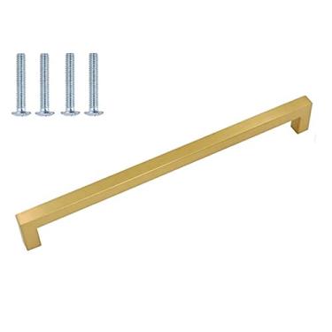 Imagem de 6pcs armário de cozinha alças escovado gaveta de latão puxa punhos para armários barra quadrada puxa centros de furo 10in YYDFPIIA