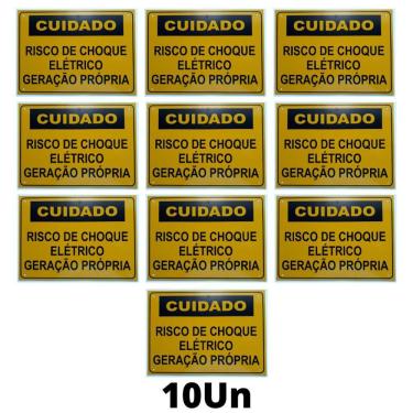 Imagem de Placa Cuidado - Geração Própria - Energisa Cemig Enel Goias Celesc Eletrobras 25x18 CA 1mm 10un