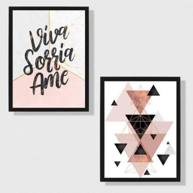 Imagem de Kit 2 Quadros Decorativos Viva, Sorria, Ame 24X18Cm
