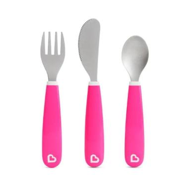 Imagem de Kit De Talheres Em Inox Rosa - Munchkin