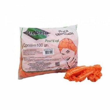 Imagem de Touca Descartável Tnt Com Elástico Laranja 100 Un Protdesc