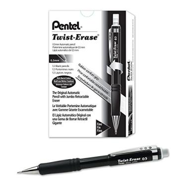 Imagem de Pentel Lapiseira Twist-Erase III, 0,5 mm, corpo preto, pacote com 12 (QE515A)