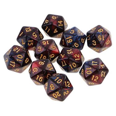 Imagem de Dovewill 10pcs 20 Sided Dice D20 Polyhedral Dice for Dungeons and Dragons MTG RPG Dice Red Blue