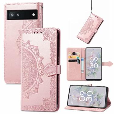 Imagem de YUNCHAO Caixa de telefone Para o Google Pixel 6A Mandala Flor Flip Leather Case de telefone Flip capa para celular