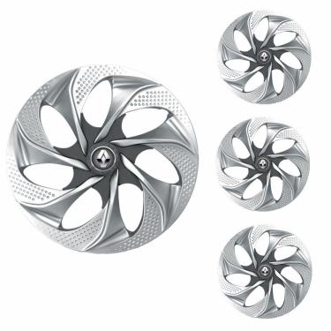 Imagem de Jogo Calota Aro 14 Evolution Silver Graphite Elitte Prata Grafite + Emblema Resinado Renault (Sandero Logan Clio Scenic Megane)