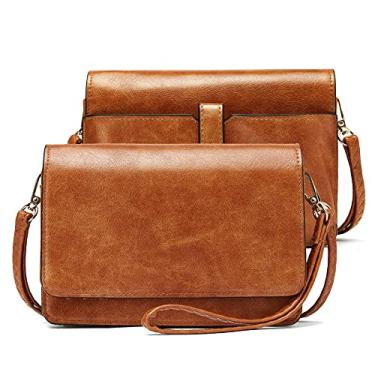 Imagem de BROMEN Bolsas transversais para mulheres bolsa de ombro pequena para celular bolsa de mão carteira clutch, 0 Marrom, Small, Bolsa transversal
