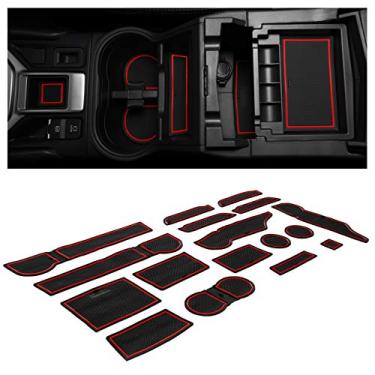 Imagem de CupHolderHero Para Subaru Forester Accessories 2019-2023 Premium Custom Interior Antiderrapante Antipoeira Inserções de Suporte de Copo, Tapetes de Forro de Console Central, Forros de Bolso de Porta Conjunto de 17 peças (Acabamento Vermelho)