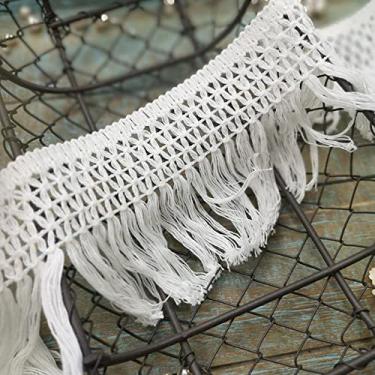 Imagem de 5 jardas/lote 12 cm feito à mão algodão guarnição de renda borla acessórios de franja roupas bege cortina mesa suéter decorativo, b off white 10 cm