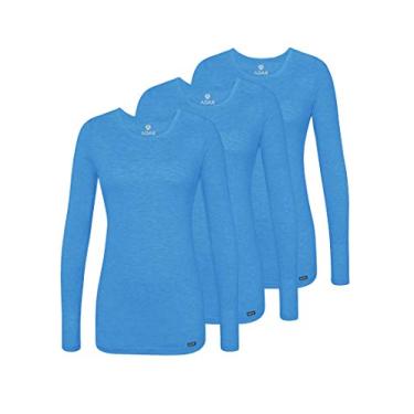 Imagem de Pacote com 3 cuecas Adar Underscrubs para mulheres – Camiseta confortável de manga comprida, Heather Pool Blue, XX-Small