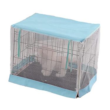 Imagem de Yajun Rede para animais de estimação tenda de verão ao ar livre impermeável respirável capa de caixa de cachorro para interior/exterior a maioria das gaiolas de cachorro lavável na máquina, azul, 60 * 42 * 50 cm