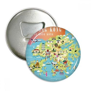 Imagem de I Love Hong Kong Mapa China Localização Abridor de Garrafas Imã de Geladeira Emblema Multifuncional