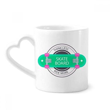 Imagem de Caneca de café cerâmica com estampa de desenho animado skate esporte de inverno copo de coração de vidro