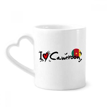 Imagem de I Love Camarões Bandeira de Palavra Amor Coração Ilustração Caneca Café Cerâmica Copo de Coração de Vidro