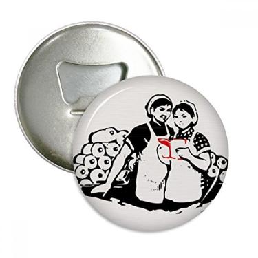 Imagem de Abridor de garrafas de geladeira com estampa de livro vermelho chinês, emblema multifuncional