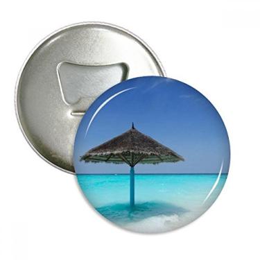 Imagem de Ocean Beach Green Tree Abridor de garrafas com ímã de geladeira emblema multifuncional