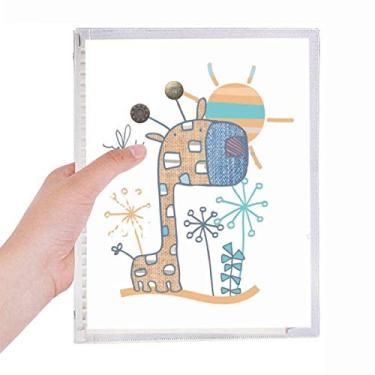 Imagem de Caderno vermelho com estampa de girafa, desenho animado, folhas soltas, recarregável, diário de papelaria