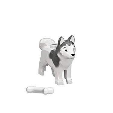 Imagem de LEGO Animal Minifigure Husky Arctic Sled Dog with Bone (Aprox. Tamanho de 2,5 cm)