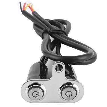 Imagem de Interruptor de botão de guidão, interruptor de guidão de motocicleta de aço inoxidável de 12 V Botão de controle de suporte de modificação LED (B)