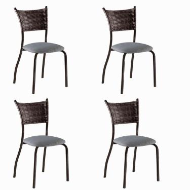 Imagem de Conjunto 4 Cadeiras De Jantar Pés Café Cinza/argila