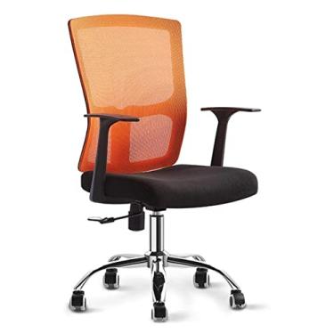 Imagem de Cadeira de escritório Escrivaninha e cadeira de escritório ergonômica Cadeira de jogo ajustável Cadeira de computador Encosto Cadeira de rede administrativa Almofada Assento Cadeira (cor: laranja)