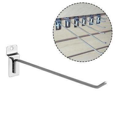 Imagem de Gancho Painel Canaletado 25cm com 100 Unidades Expositor Aço Zincado