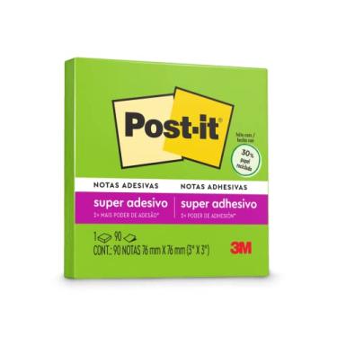 Imagem de Post-it, 3M, Bloco de Notas Super Adesivas, Verde Limeade, 76mm x 76mm, 90 folhas