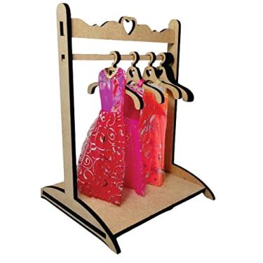 Imagem de Arara para Roupinha de Bonecas Com Cabides em MDF cru de 6mm