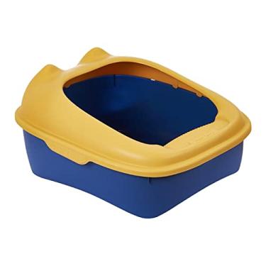 Imagem de ＫＬＫＣＭＳ Caixa de areia para gatos Bandeja de areia superior aberta para animais de estimação Recipiente de areia para gatos de lado alto Fácil de limpar, AMARELO