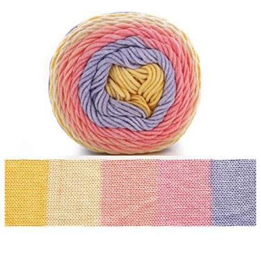Imagem de Cicilin 4 peças de fio de crochê de 100 g, fio de mistura de algodão confortável, fio de tricô multicolorido, fio de tricô à mão, fio de crochê (cor 30)