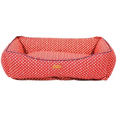 Imagem de Cama PREMIUM Para Cachorro e Gato Patch Petz Com Aquablock Ativo (Vermelho c/Flores, G)