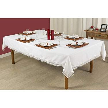 Imagem de Toalha de mesa Trevisi redonda para 4 ou 6 lugares com renda guipir branca - Rafimex