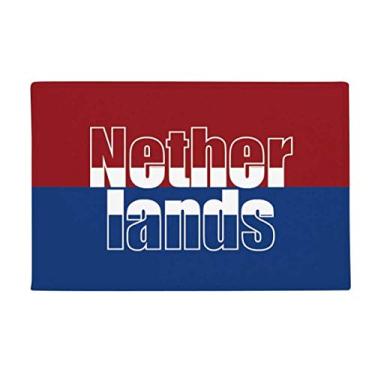 Imagem de DIYthinker Tapete antiderrapante para porta de banheiro com nome da bandeira dos Países Baixos