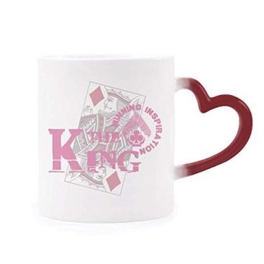 Imagem de Caneca King Playing Cards de utensílios de jogo padrão sensível ao calor Caneca vermelha de grés que muda de cor