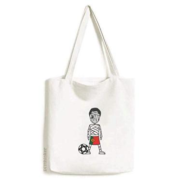 Imagem de Bolsa de lona com desenho de mamãe de jogador de futebol português, bolsa de compras casual