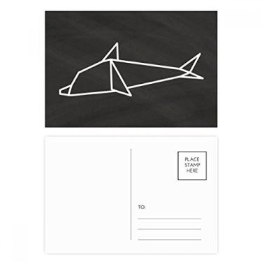 Imagem de Cartão postal abstrato em forma geométrica de golfinho origami cartão de felicitações de aniversário