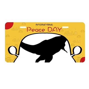 Imagem de DIYthinker Placa de licença de ossos negros dinossauro etiqueta decoração de carro dia da paz