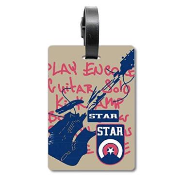Imagem de Instrumento musical de guitarra, estampa de rabiscos, bolsa, etiqueta de bagagem, etiqueta para pendurar