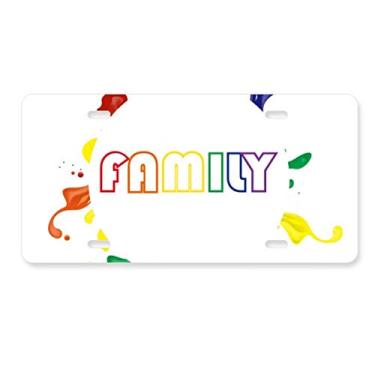 Imagem de DIYthinker Placa de licença da família LGBT com bandeira de arco-íris em aço inoxidável para decoração de automóveis