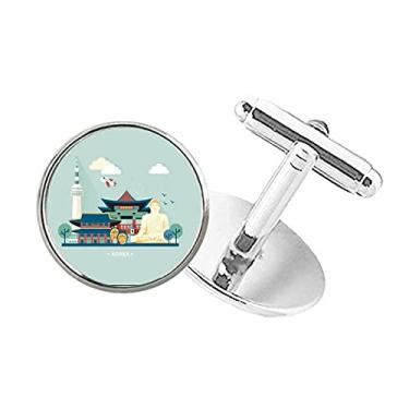 Imagem de DIYthinker Abotoaduras com fecho de botão redondo Tourist Atrations in Seoul Korea