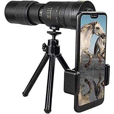 Imagem de Telescópio monocular com zoom supertelefoto 4K 10-300X40mm com suporte para smartphone e tripé para acampamento de observação de pássaros em viagens na praia