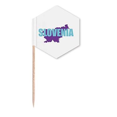 Imagem de Mapa da Eslovênia Europa Art Deco, bandeiras modernas de palito de dente para cupcake, festas comemorativas