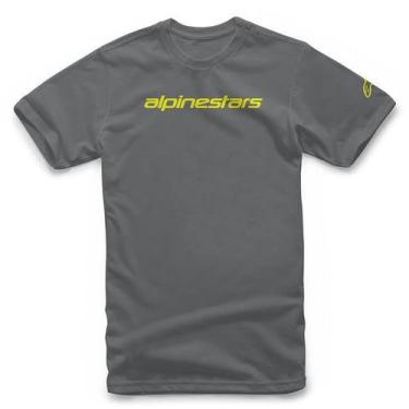 Imagem de Camiseta Alpinestars Linear Wordmark Cinza Amarelo
