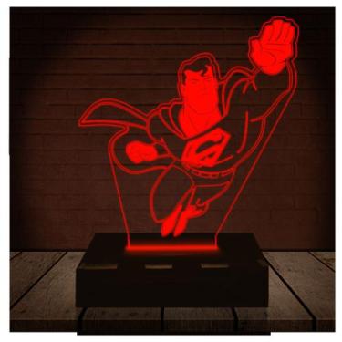 Imagem de Luminária Led Abajur  3D  Super Homem Man Dc Heroi 4 - Rb Criações
