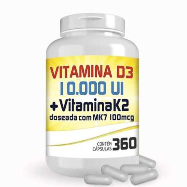 Imagem de Vitamina D3 10.000 Ui + Vitamina K2 100mcg Com 360 Cápsulas-Unissex