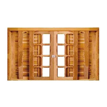 Imagem de Janela de Madeira Veneziana Padrão Imbuia 100x120cm 6 Folhas Rodam Natural
