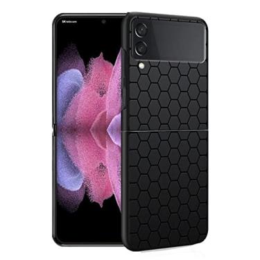 Imagem de Capa de telefone de fibra de carbono preta para Samsung Galaxy Z Flip 3 5G Flip 4 5 ZFlip3 ZFlip zflip Flip4 ZFlip4 Hard PC Bumper Pint Cover, ZF, BKB04, para Samsung Z Flip3 5G