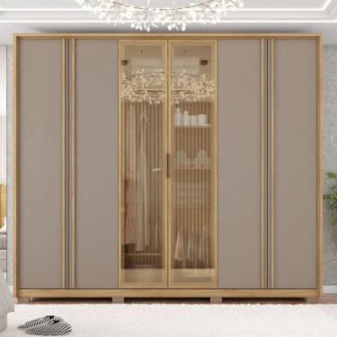 Imagem de Guarda Roupa Casal 6 Portas 4 Gavetas Reflex Suburban Buriti/Cinza