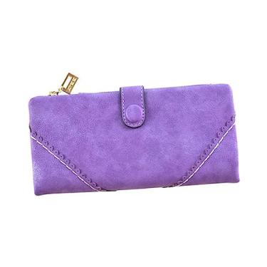 Imagem de NOLITOY travel the color purple carteiras masculinas carteira masculina com zíper carteira de crédito mulheres carteira feminina bolsa prática renda fivela de carteira Senhorita roxo