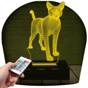 Imagem de Luminária Led 3D Gato Abajur 16 Cores E Controle 1 - 3D Fantasy
