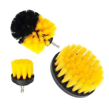 Imagem de JEX Kit 3 Escovas Limpeza Pesada Multiuso Encaixe Furadeira para Roda Pneu Carpete Rejunte Banheiro